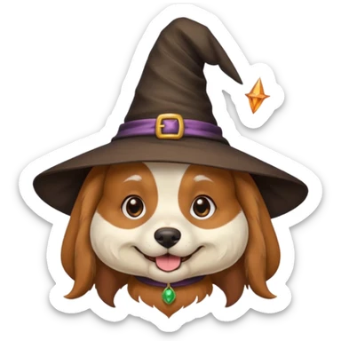 dog with witches hat sticker