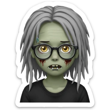 Girl,zombie,glasses,emo,dreads,black shirt sticker