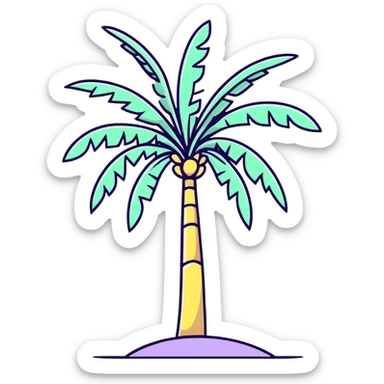 palm tree with pastel yellow trunk and pastel lavender leaves sticker