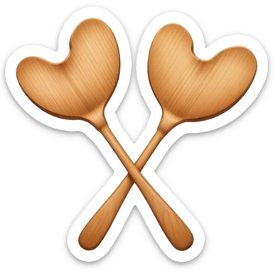 two wooden spoons hitting each other with their flat sides, creating a cross-like shape with their handles sticker