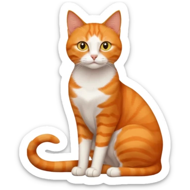 full body solid orange domestic shorthair slim cat with yellow/orange eyes sitting sticker