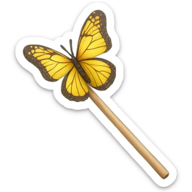Net on a wooden stick used to catch butterflies sticker