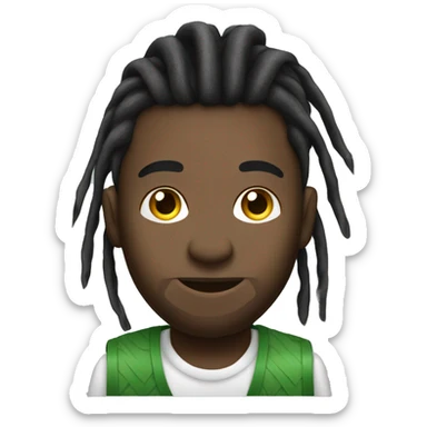 Black man with dreads in ponytail mowing  lawn sticker