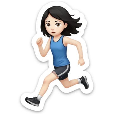 Sad fat girl running dark hair sticker
