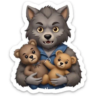 Werewolf with teddy bear toy  sticker