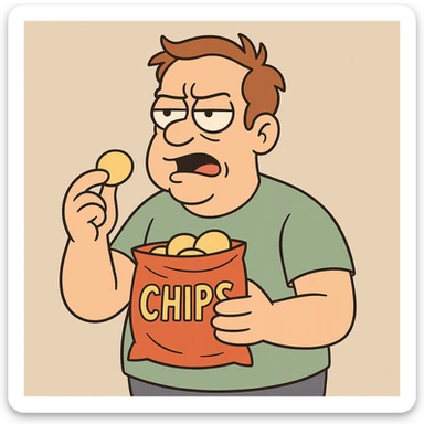 a salty snack, cartoon style sticker