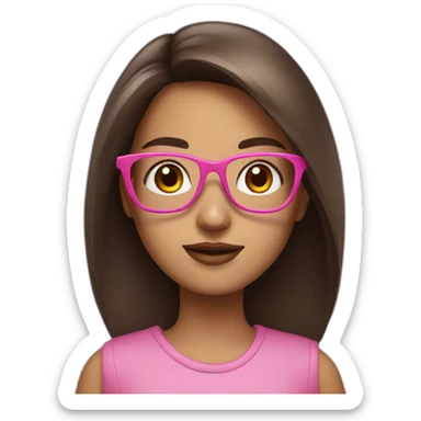 brunette girl with pink glasses sticker