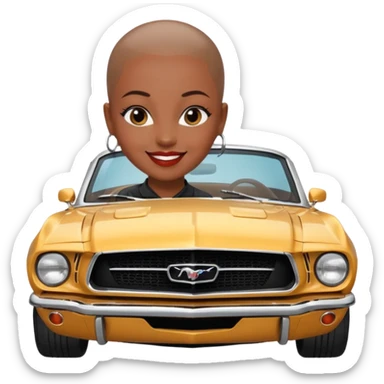 Classic mustang black female shaved head happy birthday sticker