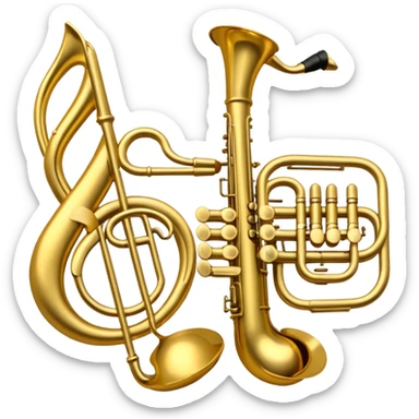 drei musiknoten in goldfarben, kein notenschlüssel. sticker