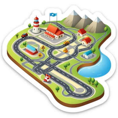 motorcycle route map with roads and landmarks sticker