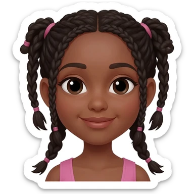 black girl with braids sticker