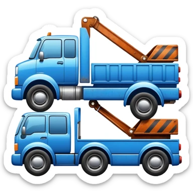 A car towed by a truck,the towed car is at right side and it’s tilt sticker