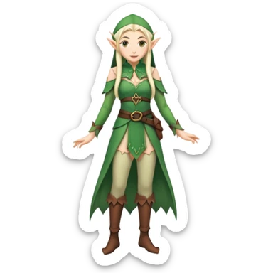 female elf portrait with full body visible, elvish clothing sticker