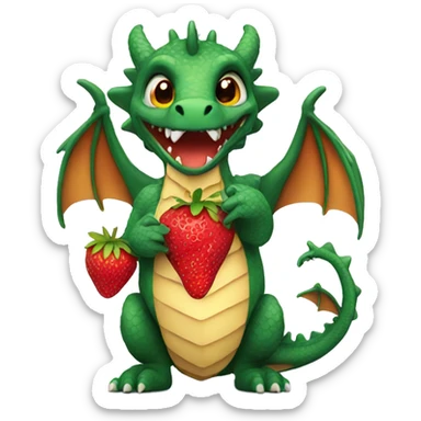 Dragon holding a strawberry  sticker