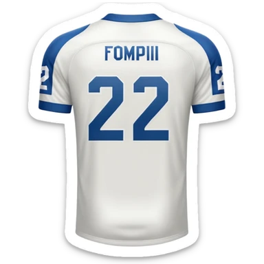 White football jersey at the back with number 22 sticker