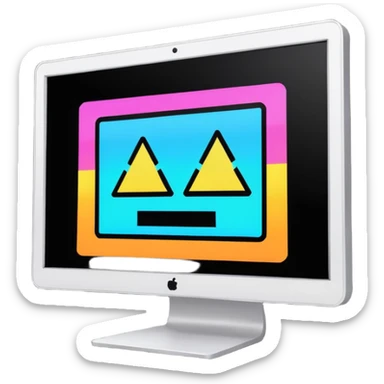make a computer screen with a error emoji no face like a glitch sticker