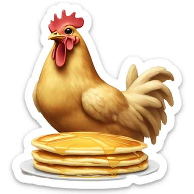 chicken eating pancake  sticker