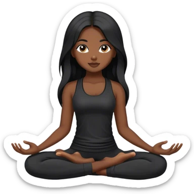 Yoga girl black clothes black and long Hair sticker