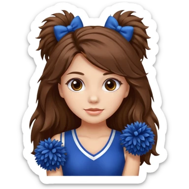 cheerleader with long brown hair and 2 pom poms sticker