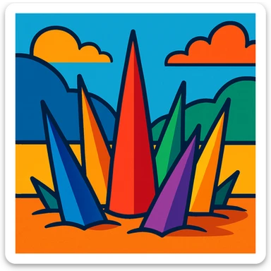 spikes coming out of the ground in a vibrant cartoon style sticker