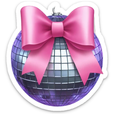 a disco ball with pink big bow sticker