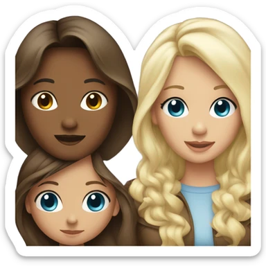 Family of four brunettes one blonde daughter sticker