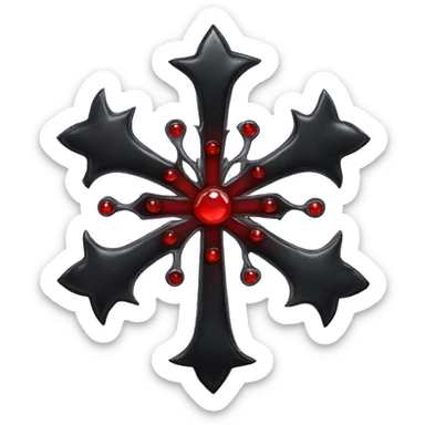 Black cross gothic with red gems sticker