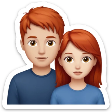 red head girl with brunette boy couple sticker