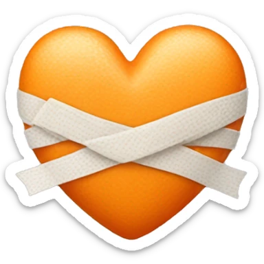 light orange heart with bandages sticker