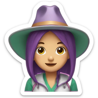 Hazme un emoji de una niña con un sombrero de sapo para mi canal de twitch sticker