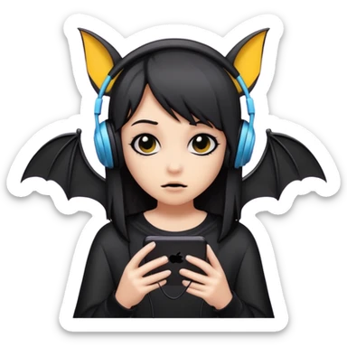 Bat listening to music ignoring emo girl sticker