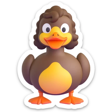 duck with Jeff Ross's curly hair and a smirk sticker