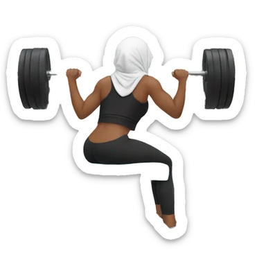 Make an emoji of a hijab girl doing bench presses  sticker
