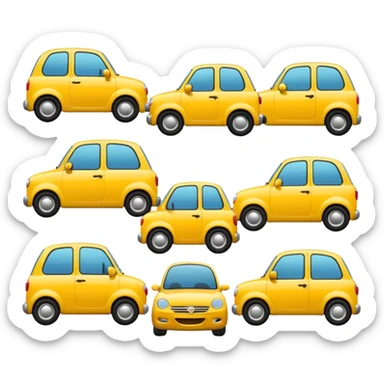 group of cars, round emoji shape sticker