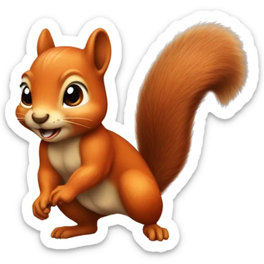 facing jumping female squirrel orange burnt with big tail
 sticker