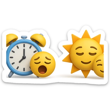 emoji stile iphone 3d che rappresenta la mattina presto come orario accanto ad emoji stile iphone 3d che rappresenta il tardo pomeriggio come orario sticker