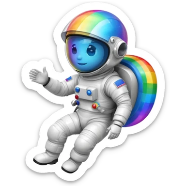 Helmet Astronaut riding rainbow sticker
