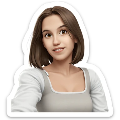 smiling girl with brown hair sticker