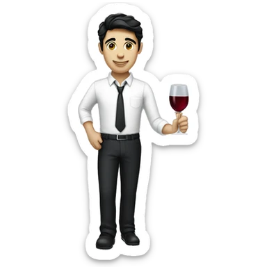 "A waiter carrying a wine glass." black hair white skin






 sticker