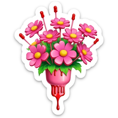 melted pink dripping sauce SPAM MEAT flower bouquet  sticker
