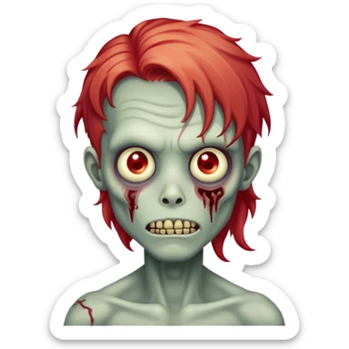 garoto zumbi com cabelos grandes ruivo claro e ondulado  sticker