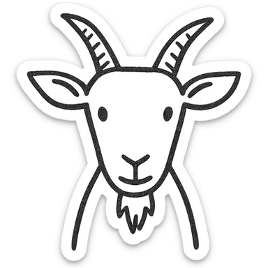 front view of a black goat, stylized sticker