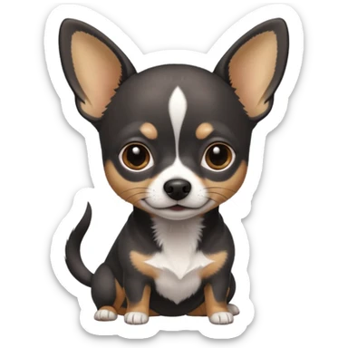 Very Dark grey and black Chihuahua with white markings sticker