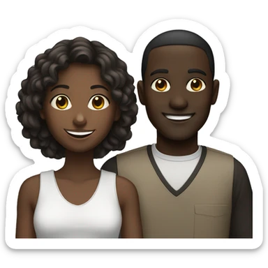 smiling girl with dark-skinned male sticker