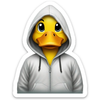 Duck wearing a hoodie sticker