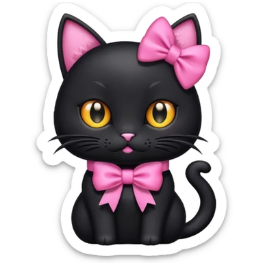 Black cat with pink bow sticker