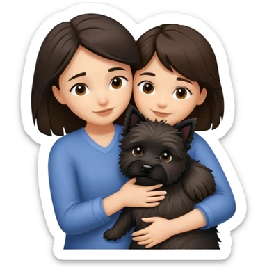 Brunette girl with black cairn terrier big hug sticker