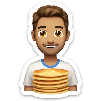 Brown hair guy with pancake sticker