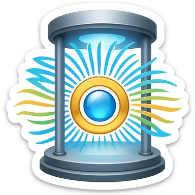 Add a teleportation machine to the teleportation effect emoji in the style of emoji with transparent background. sticker