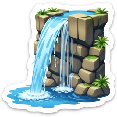 Tall stream of water cascading into a pool. sticker